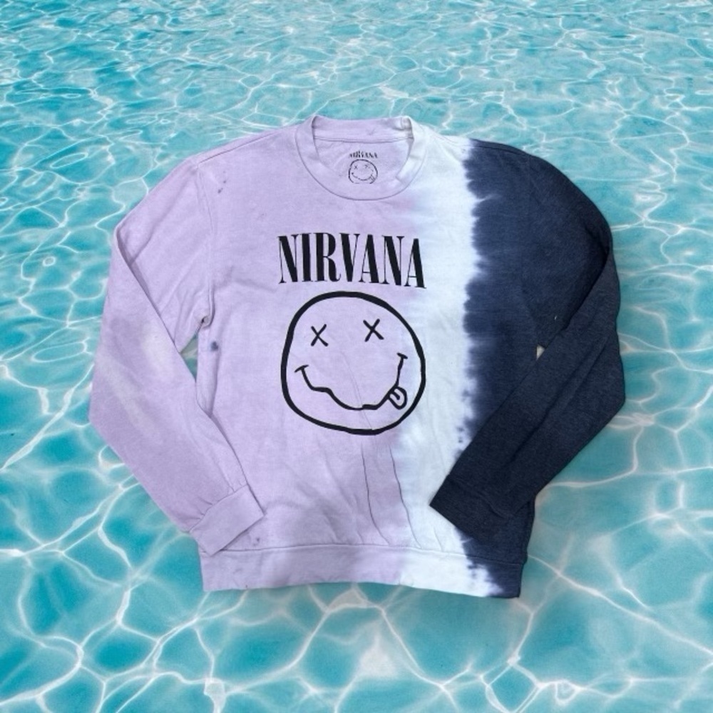 NWOT Nirvana Smiley Face Tie-Dye Sweatshirts. 3 SIZES LEFT, S, XL, 2XL.